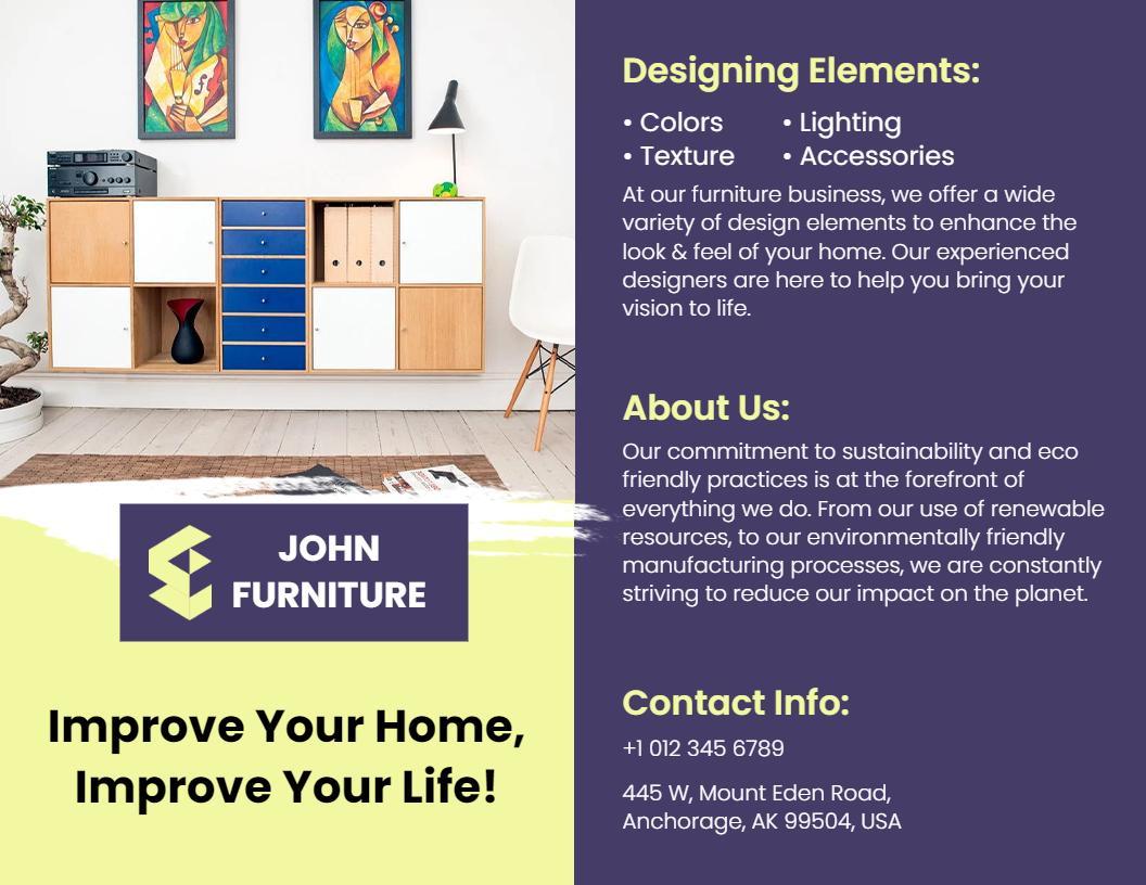 Modern Colorful Furniture Design and Home Décor Brochure Template
