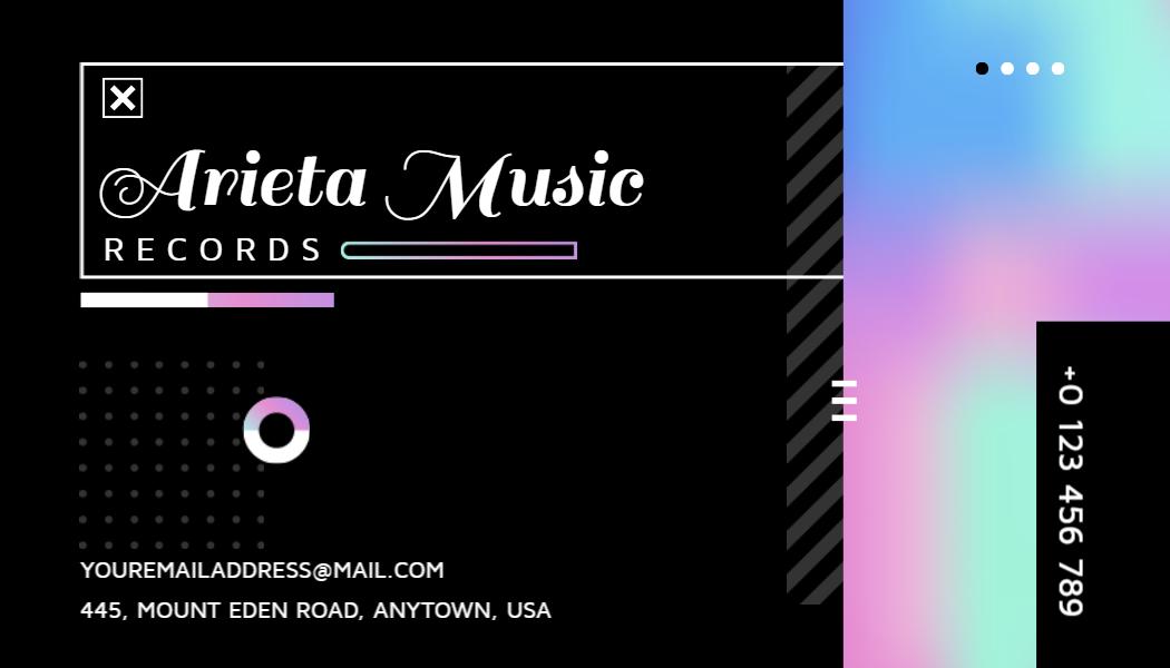 Modern Colorful Gradient Music Record Label Business Card Template