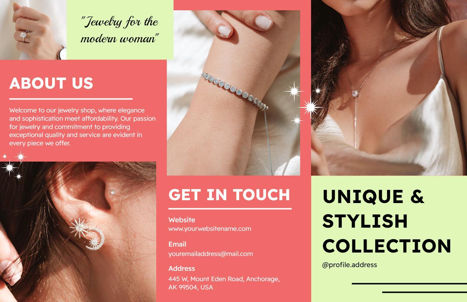 Modern Colorful Jewelry Collection Showcase Brochure Template