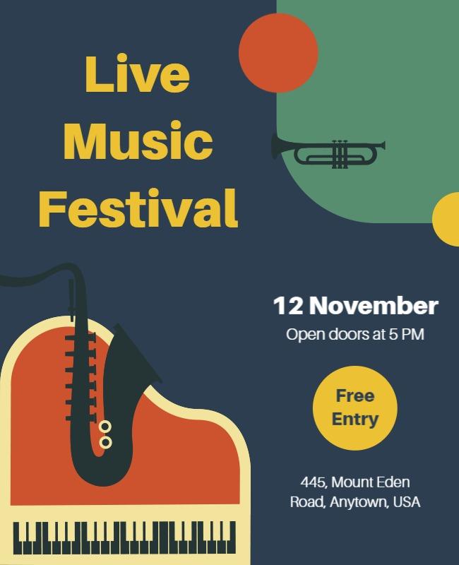 Modern Colorful Live Music Festival Flyer Template