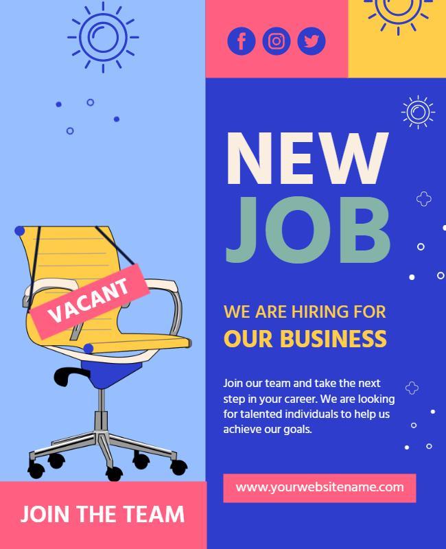 Modern Colorful Recruitment Announcement Job Opening Poster Template