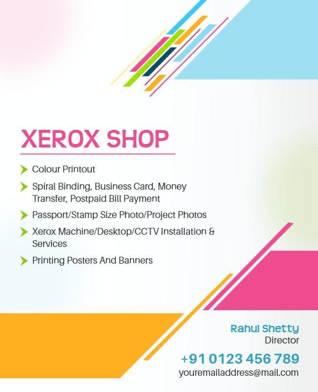 Modern Colorful Services Xerox Shop Business Poster Template