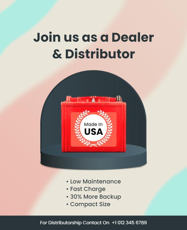 Modern Compact Battery Distributor Recruitment Poster Template
