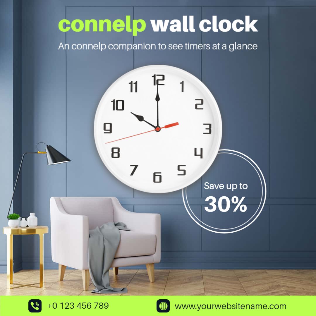 Modern Connellp Wall Clock with Timer Display Ad Template