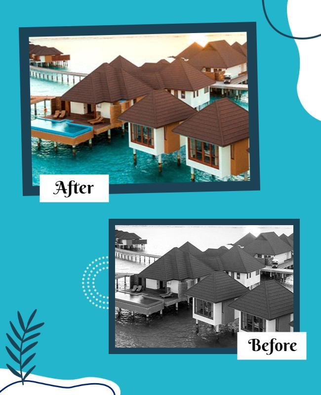 Modern Contrast Before And After Home Renovation Poster Template