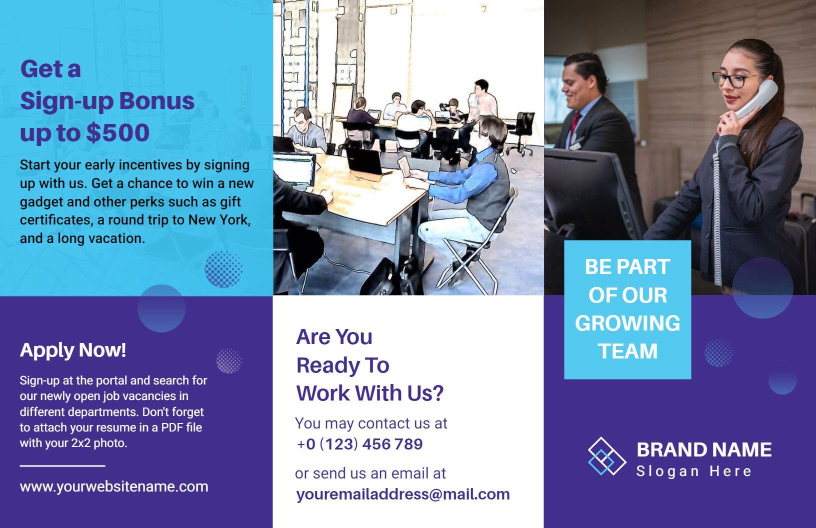 Modern Corporate Hiring Incentive and Career Opportunity Brochure Template