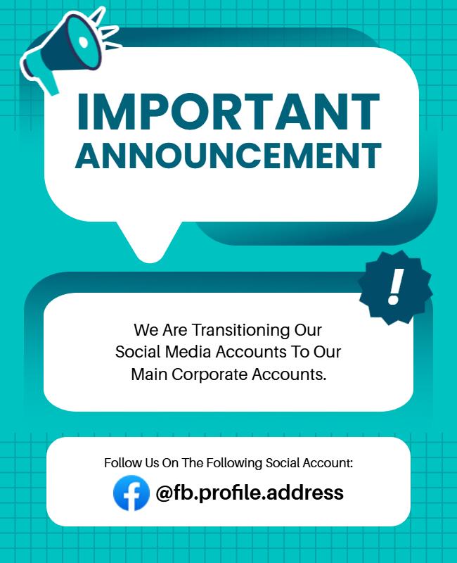 Modern Corporate Transition Notice for Social Media Accounts Flyer Template