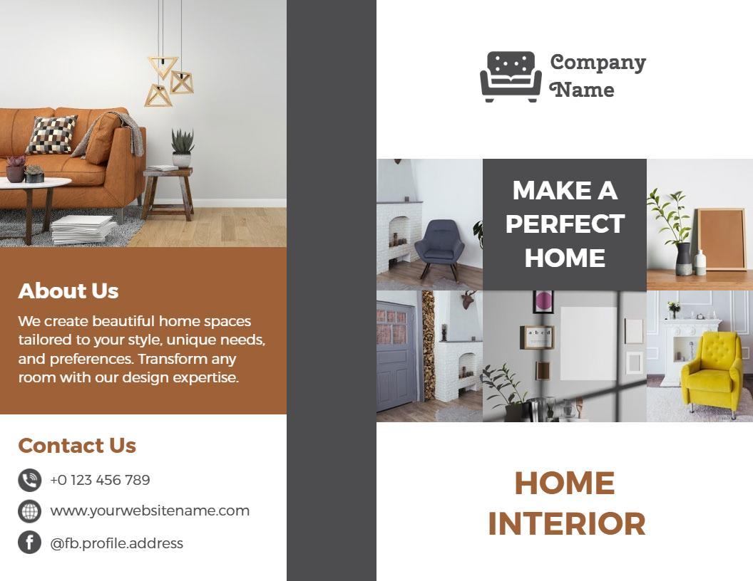 Modern Cozy Home Interior Design Services Brochure Template