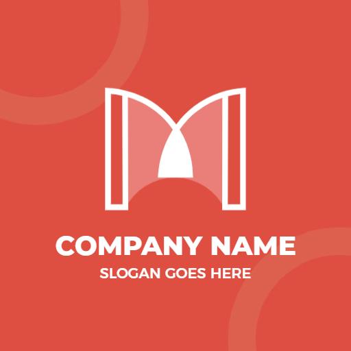 Modern Creative M Letter Design on Bold Red Background Logo Template