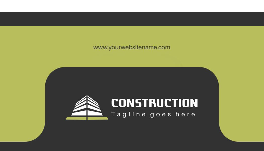 Modern Dark and Green Construction Company Business Card Template