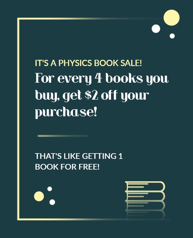 Modern Dark Green Physics Book Sale Discount Poster Template