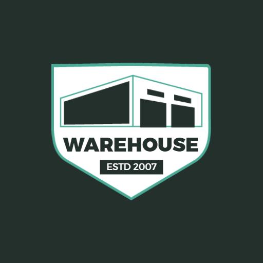 Modern Dark Green Warehouse Design with Established Year Logo Template