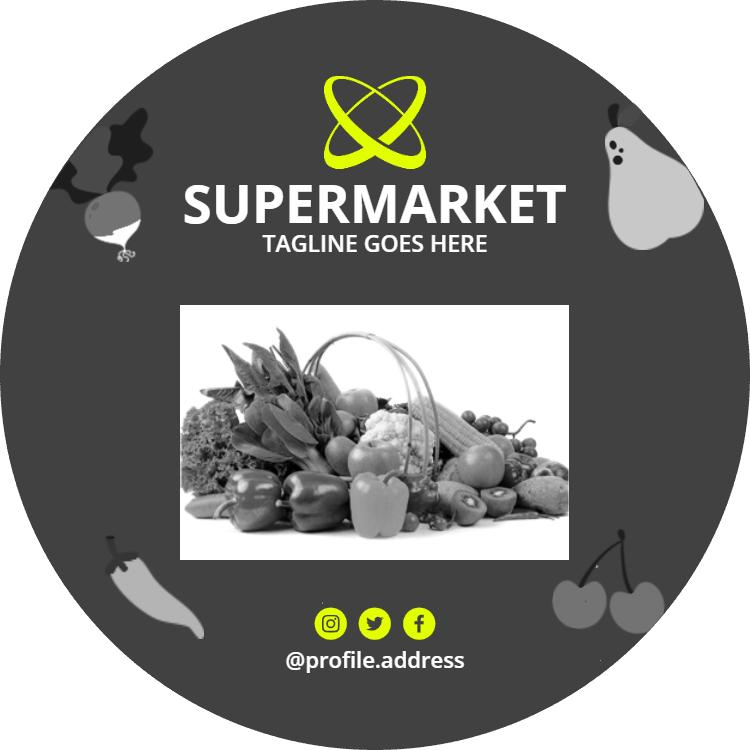 Modern Dark Grey Supermarket Produce Business Card Template