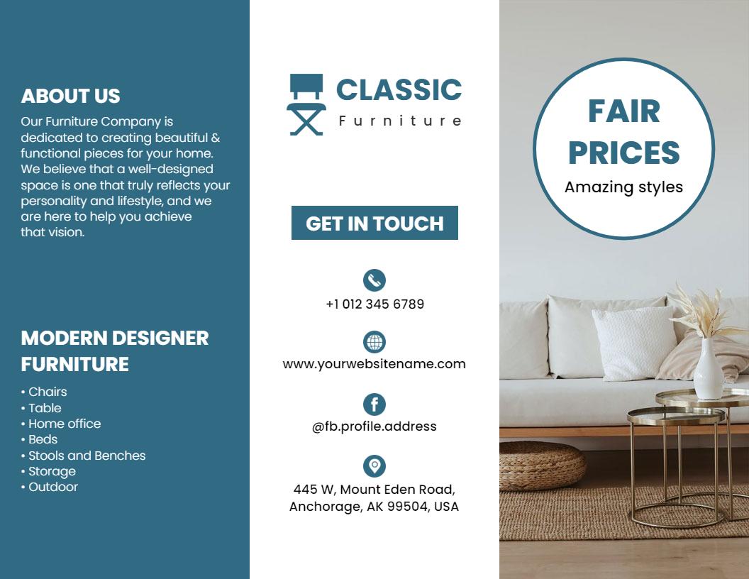 Modern Designer Furniture Collection Stylish Brochure Template
