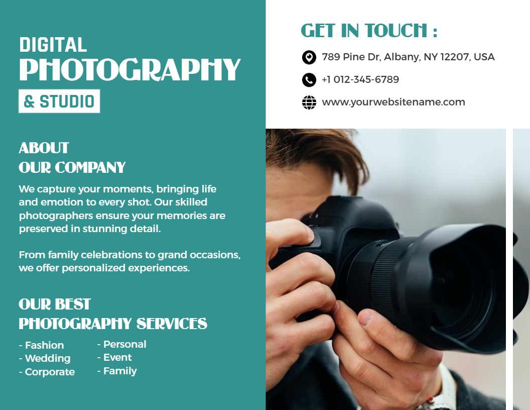 Modern Digital Photography Services Showcase Brochure Template