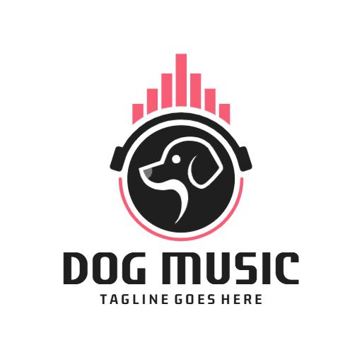 Modern Dog Music Logo with Vibrant Pink and Black Design Logo Template