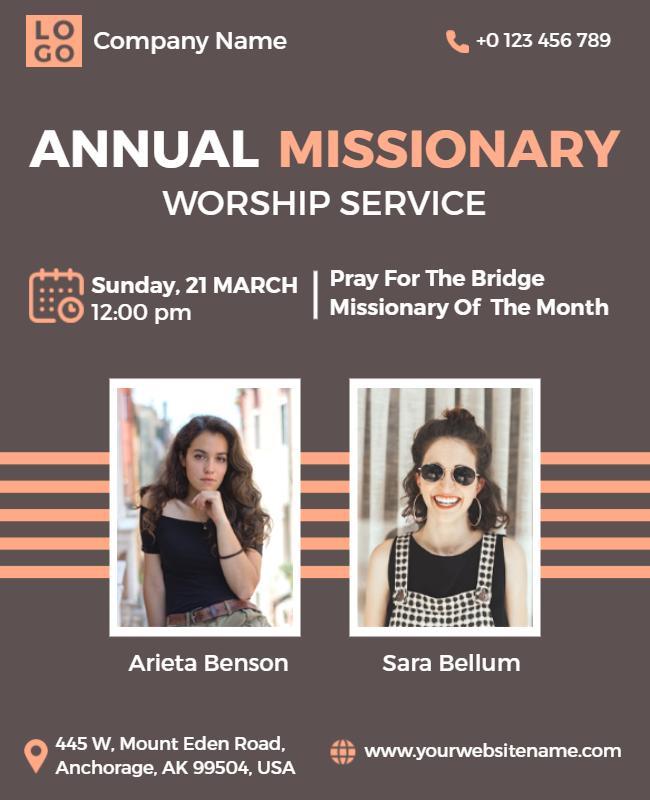 Modern Earthy Annual Missionary Worship Service Poster Template