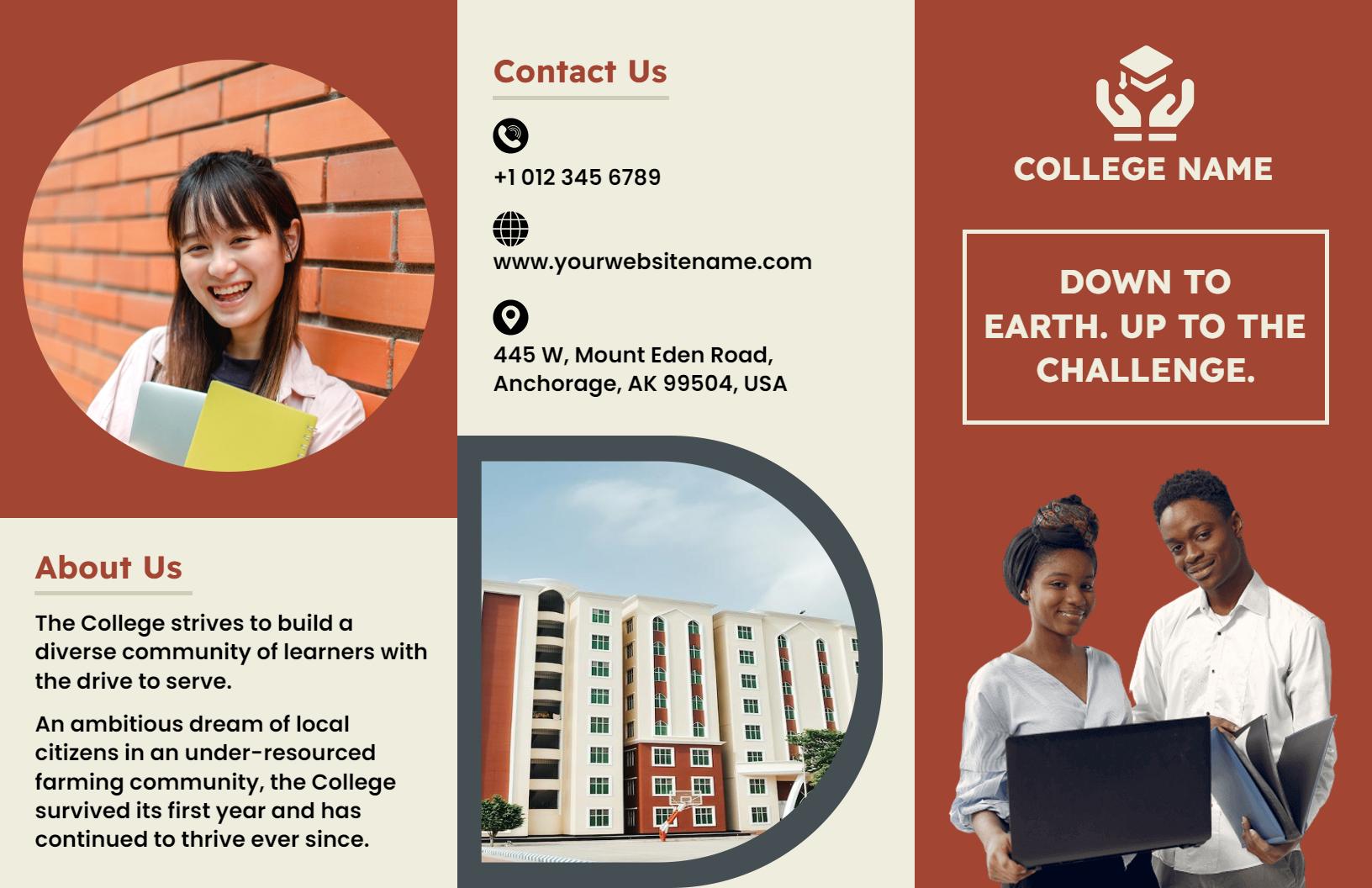 Modern Earthy College Student Support and Community Brochure Template