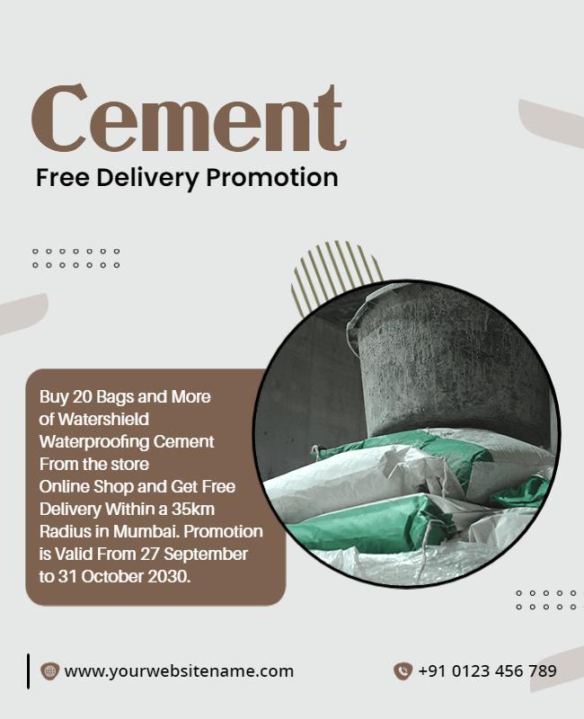 Modern Earthy Tone Cement Free Delivery Promotion Poster Template
