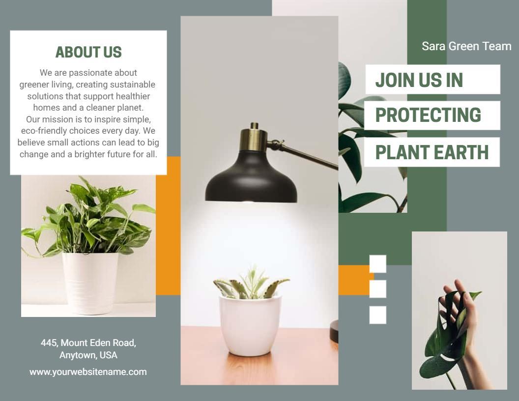 Modern Eco-Friendly Plant Care Commitment Tri Fold Brochure Template