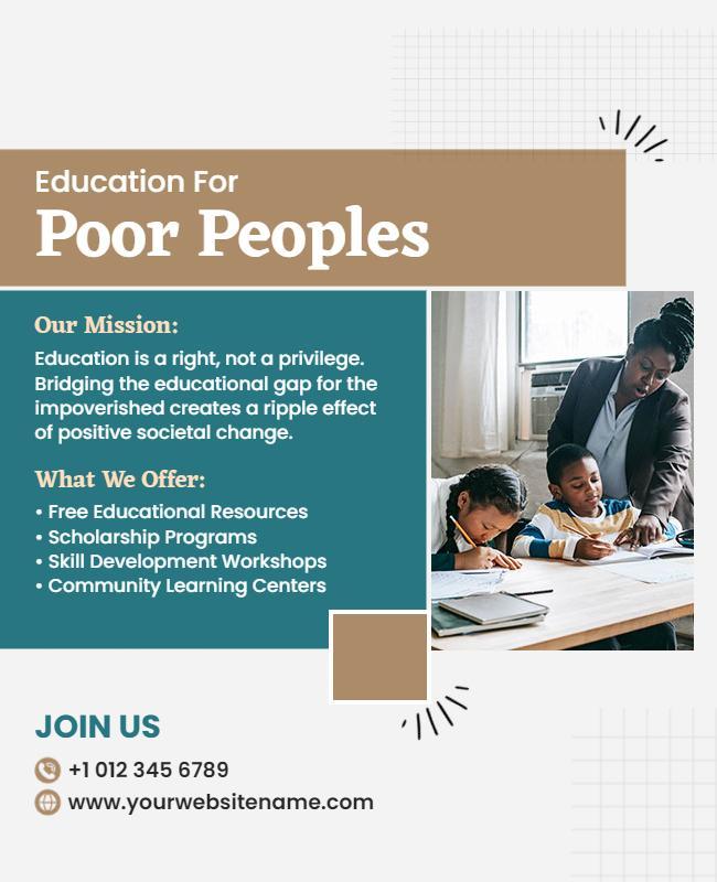 Modern Educational Initiative for Underprivileged Communities Poster Template