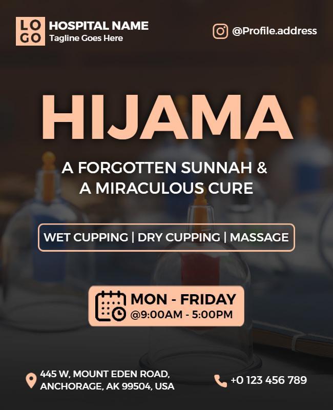 Modern Elegant Hijama Wellness Therapy Poster Template