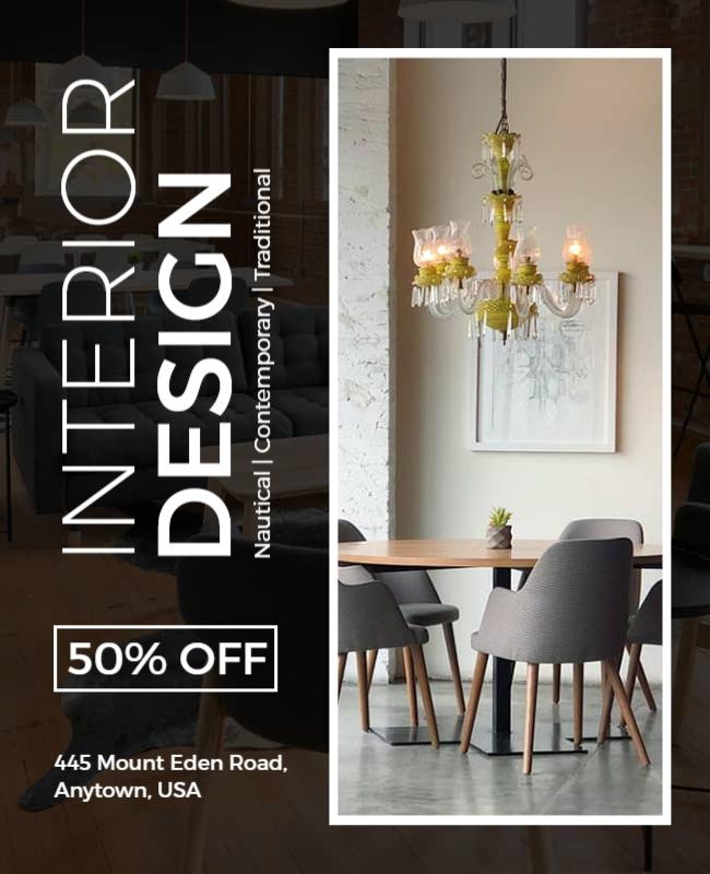 Modern Elegant Interior Design Discount Flyer Template