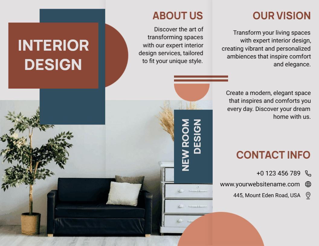 Modern Elegant Interior Design Services and Room Concepts Brochure Template