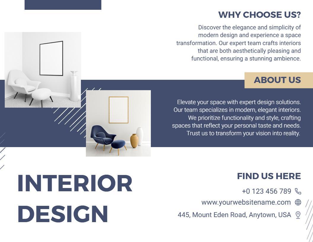Modern Elegant Interior Design Solutions and Services Brochure Template