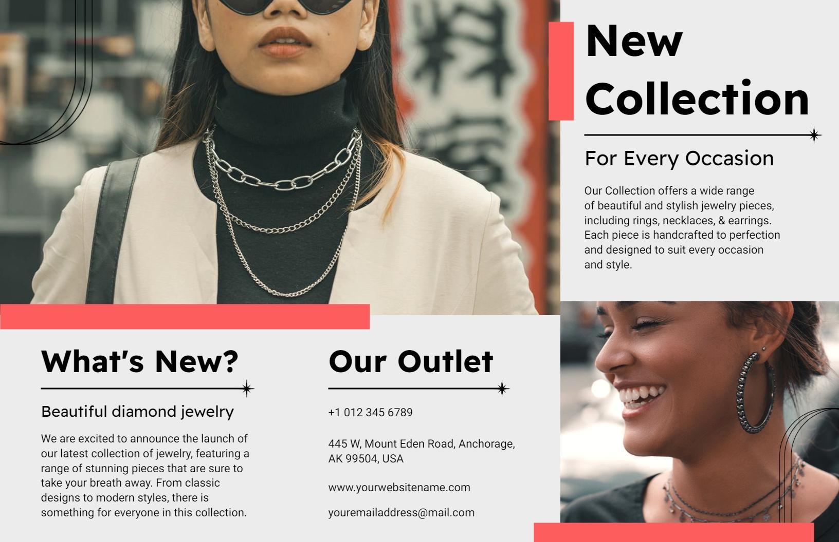 Modern Elegant Jewelry Collection and Accessory Brochure Template
