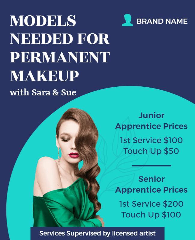 Modern Elegant Permanent Makeup Model Call Poster Template