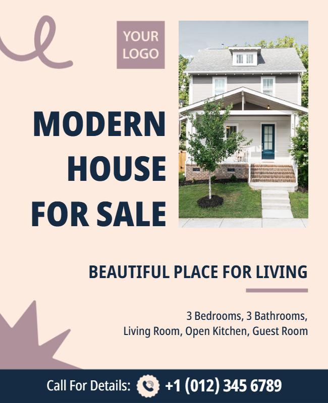 Modern Elegant Real Estate House for Sale Poster Template