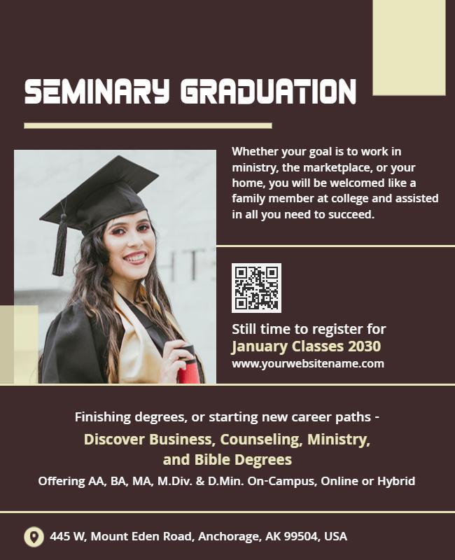 Modern Elegant Seminary Graduation Announcement Poster Template