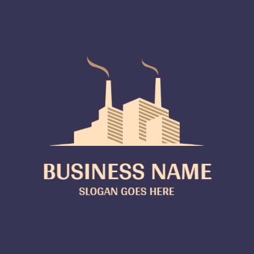 Modern Factory Design Showcasing Industrial Power Logo Template