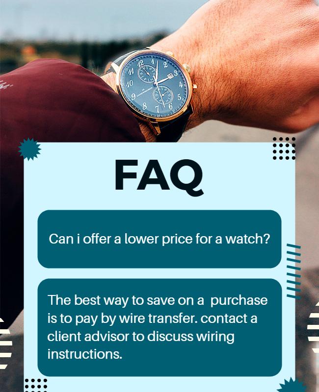 Modern FAQ Design for Watch Purchase Inquiry Poster Template