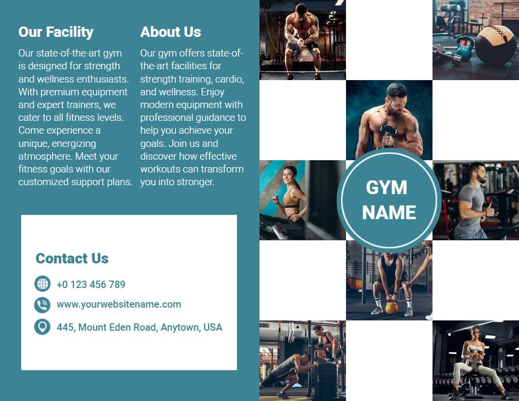 Modern Fitness Gym Strength and Wellness Facility Brochure Template