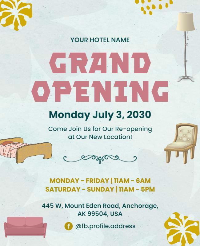 Modern Floral Theme Grand Opening Hotel Event Poster Template