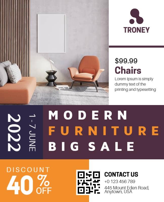 Modern Furniture Big Sale Discount Flyer Template