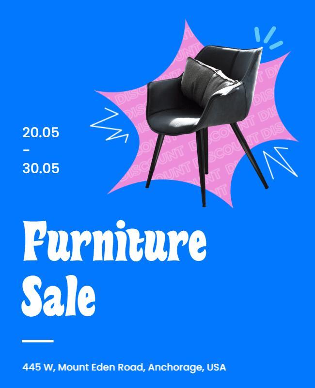 Vibrant Blue Modern Furniture Sale Flyer Template