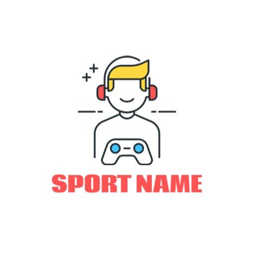 Modern Gamer Icon with Headphones for Online Gaming Logo Template