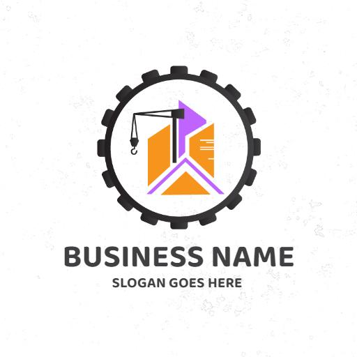 Modern Gear Wheel Design Highlighting Construction Industry Logo Template