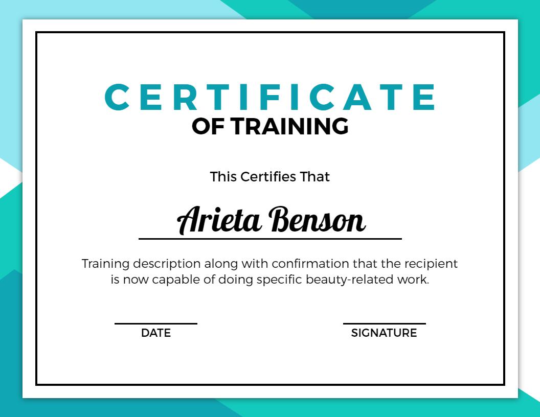 Modern Geometric Blue Training Achievement Certificate Template