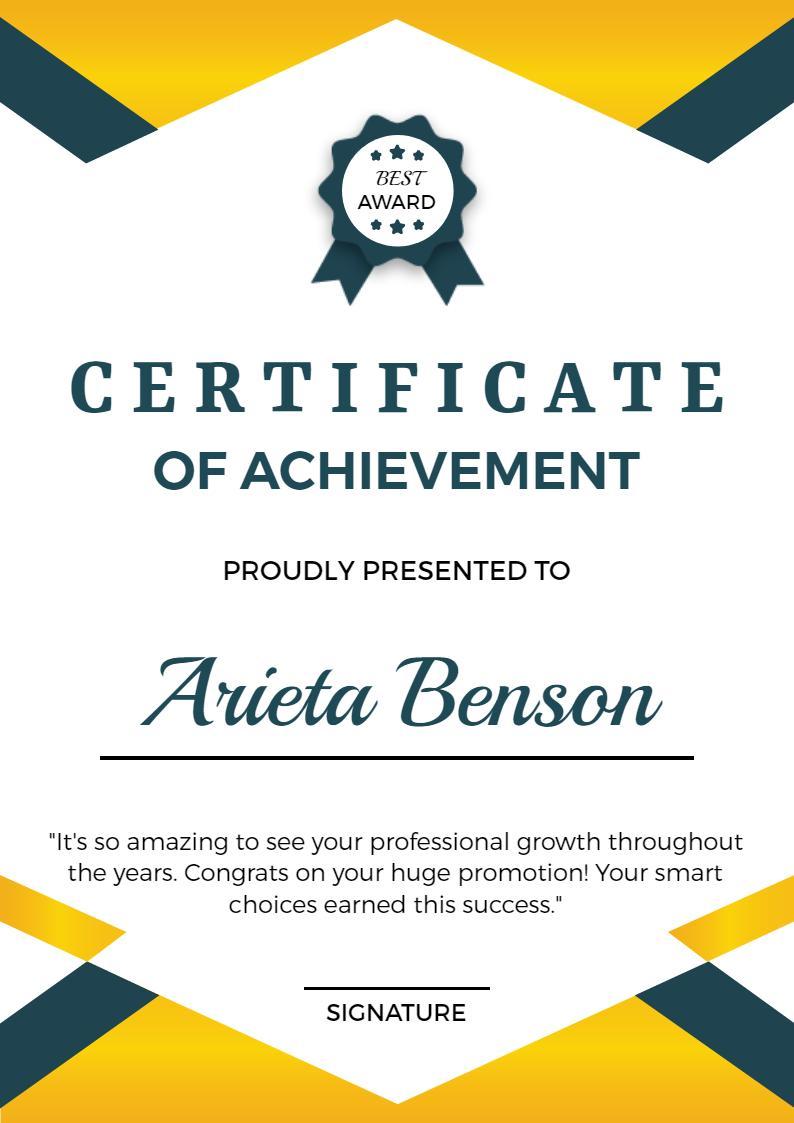Modern Geometric Bold Achievement Award Certificate Template