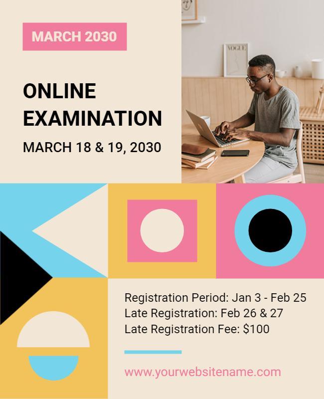 Modern Geometric Colorful Online Examination Poster Template