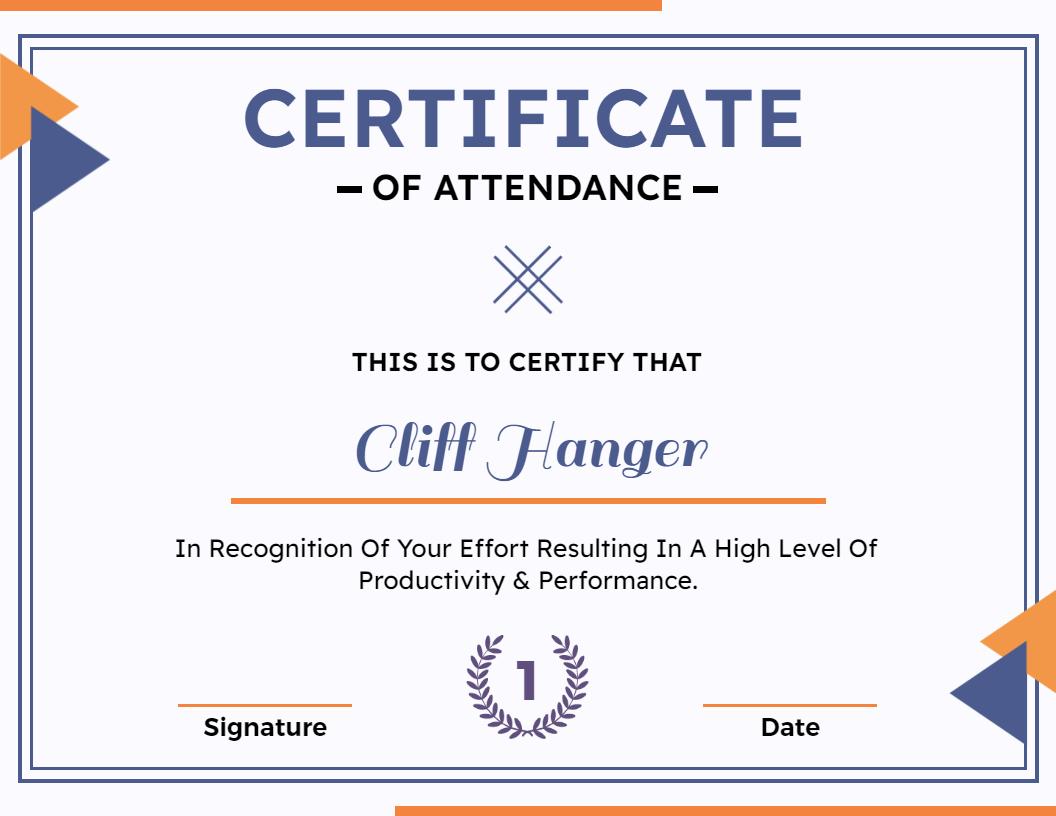 Modern Geometric Design for Attendance Achievement Certificate Template