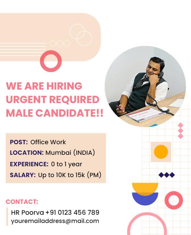 Modern Geometric Design for Hiring Male Candidate Poster Template