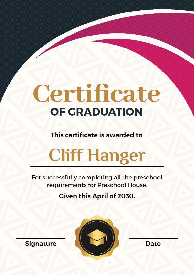 Modern Geometric Design Preschool Graduation Certificate Template