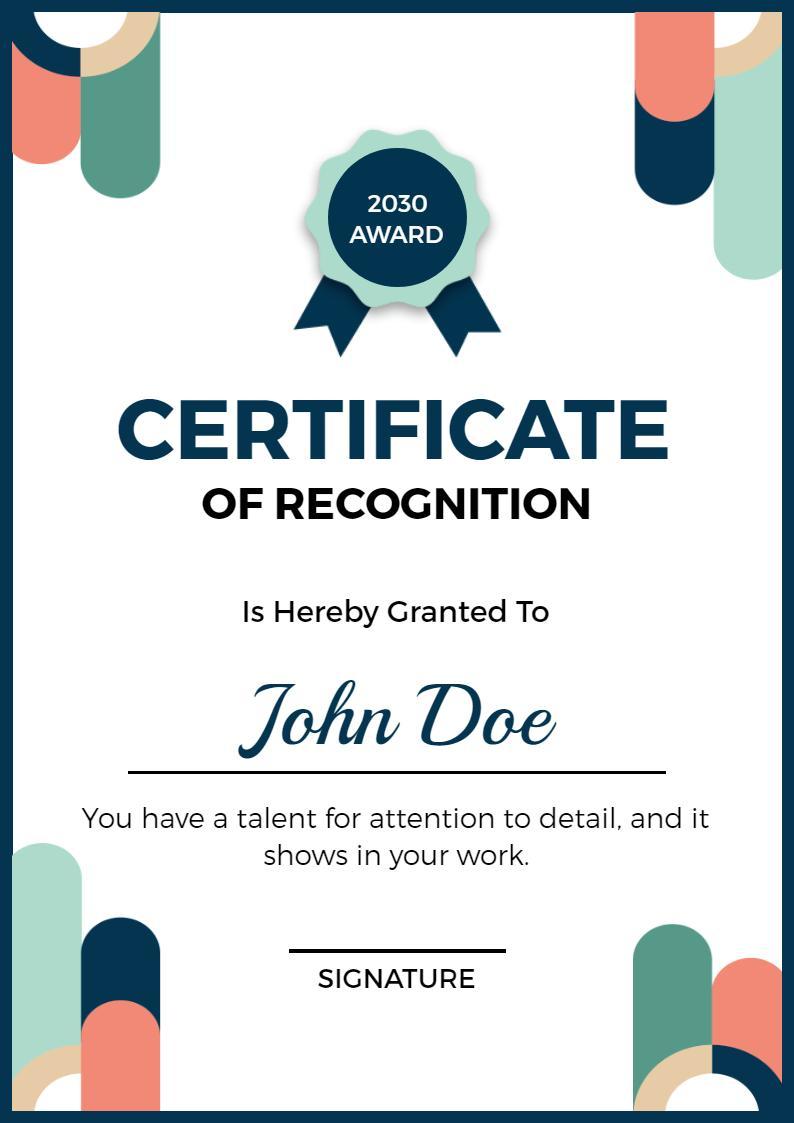 Modern Geometric Design Recognition Award Certificate Template