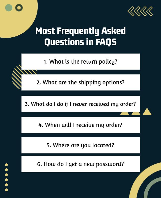 Modern Geometric FAQ Support Information Poster Template