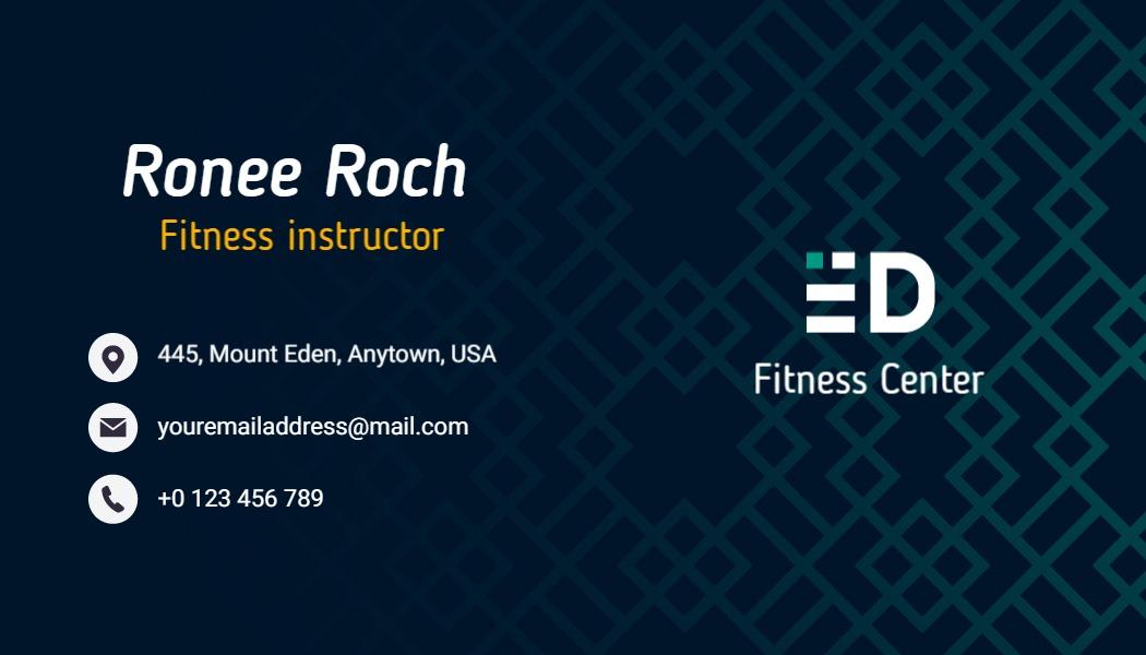 Modern Geometric Fitness Center Instructor Business Card Template